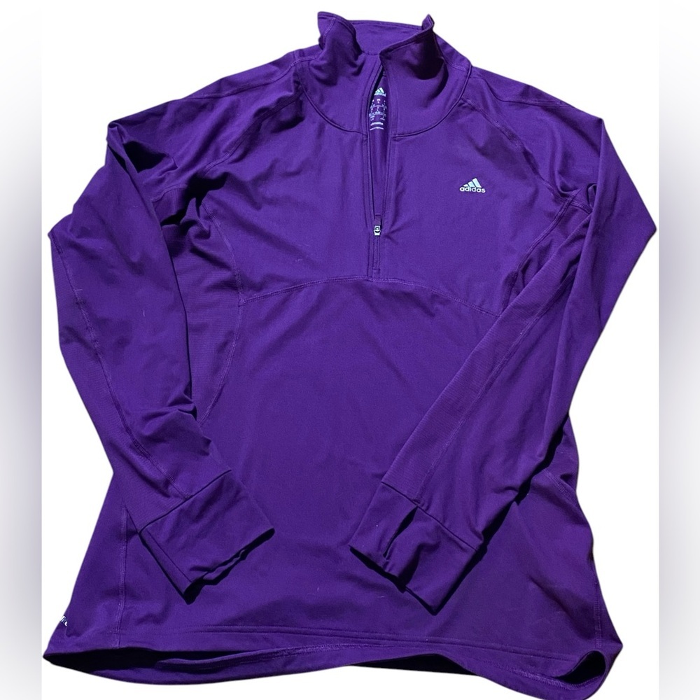 Adidas woman climate long sleeve half zip sz l purple